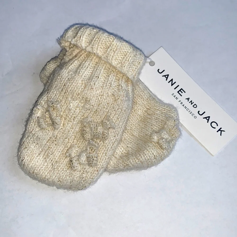 Janie and Jack Shimmer Bow Mittens, 0-6M - NWT